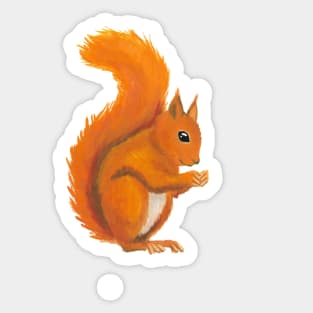 Red Squirell Watercolor Gouache Pattern Sticker